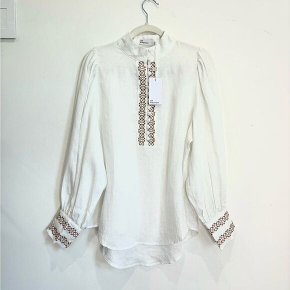 NWT Zoe Kratzmann 100% linen embroidered blouse - Picture 13 of 15